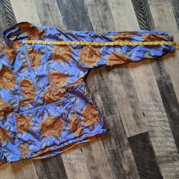Bianca Chandon Silk Anorak Blue Floral Orange Roses Medium - Picture 6 of 7